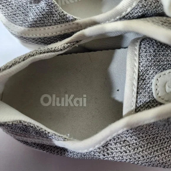 OluKai Pehuea Li Grey Mesh Lace Up Drop-In Heel Sneakers Womens 8.5 20379-20WS - Picture 5 of 8